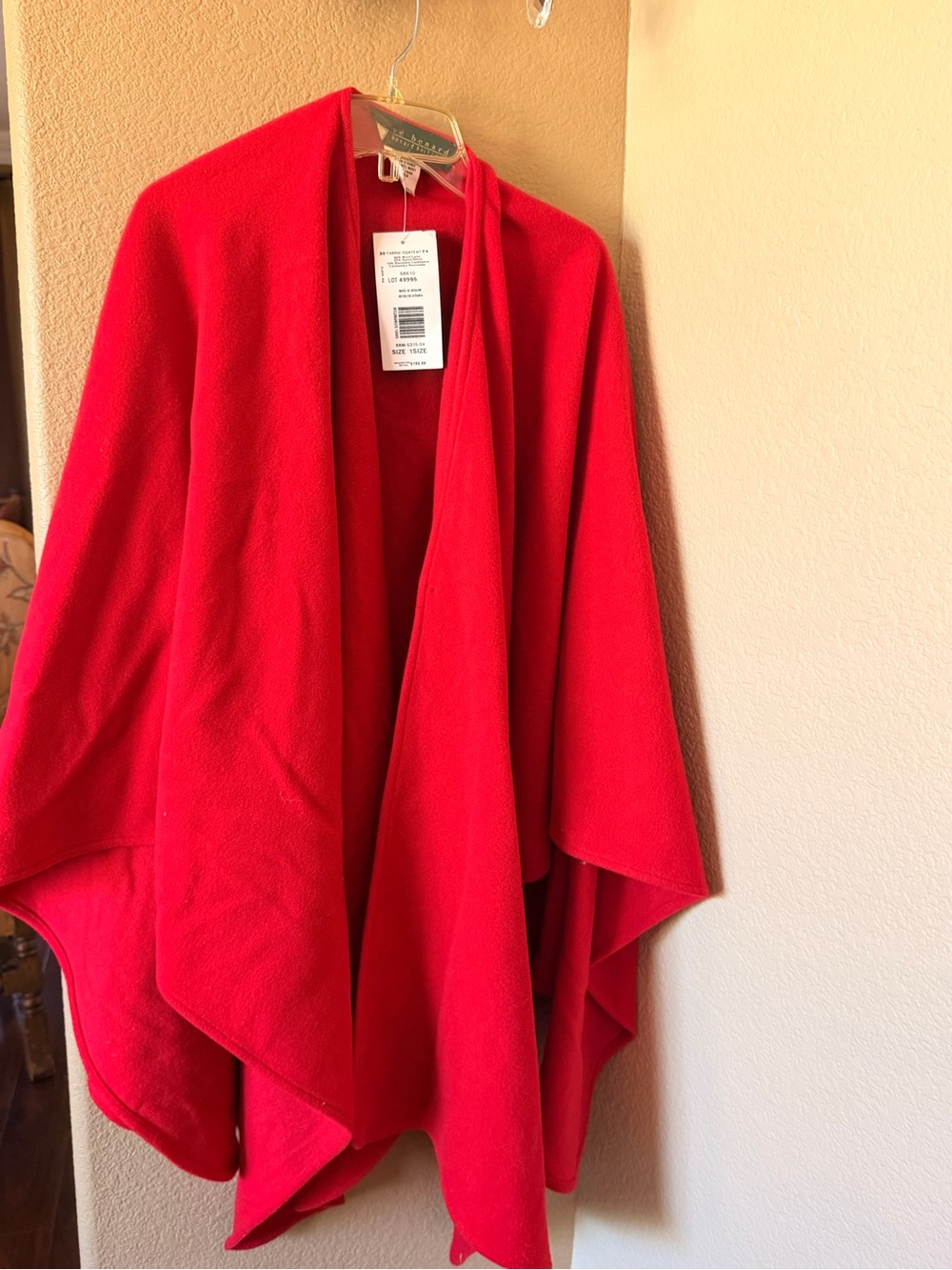 New Vibrant Red Open-Front Cape